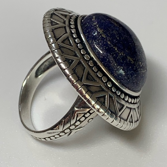 Silpada Intricate Sterling Silver Lapis Lazuli Cabochon Peruvian Design Ring - Picture 14 of 16
